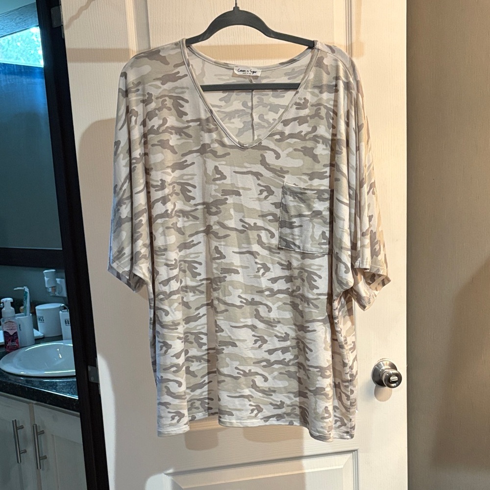 Casual V-Neck Camouflage Women's Blouse